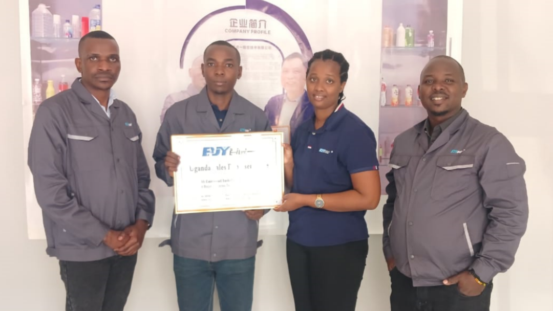 BJY Africa office local team led by Emmanuel Tushabe supporting PET mold customers
